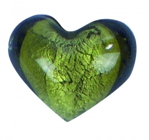 Glasperle - Herz oliv - Durchmesser 26mm von Rico Design